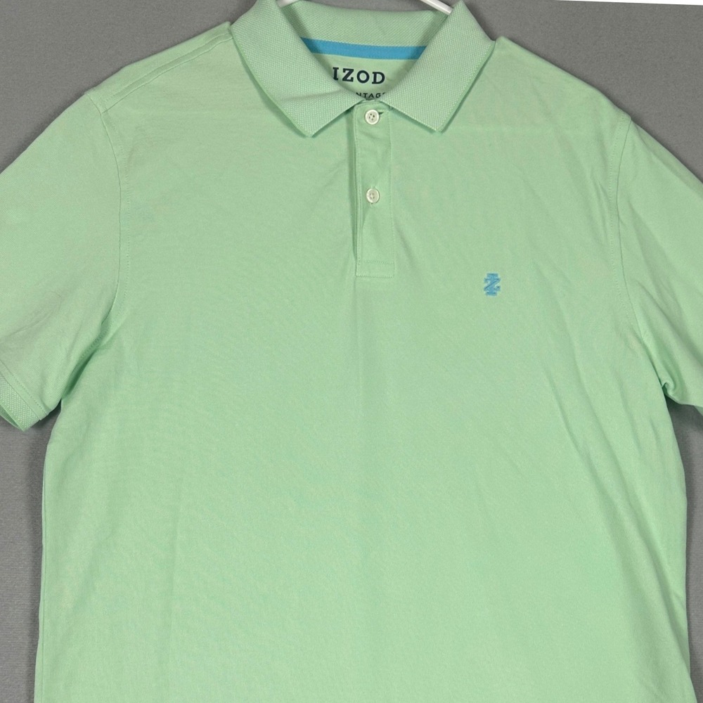 IZOD Polo Shirt Mens Medium Advantage Performance Mint Green Golf Rugby Stretch